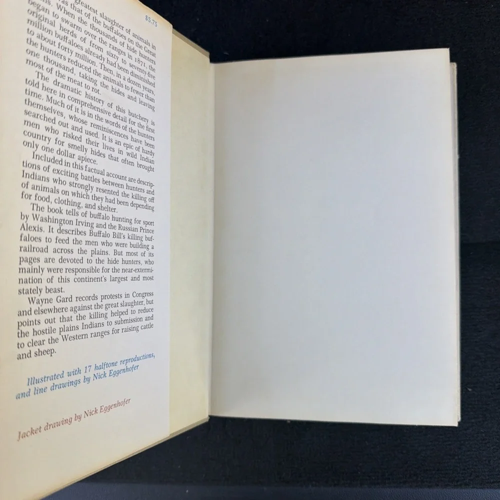 The Great Buffalo Hunt By Wayne Gard. 1959 HCDJ Ist Edition Illustrated‎